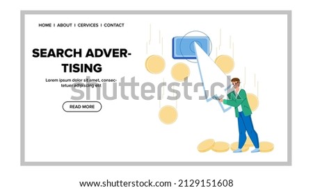 Search advertising web engine. seo advertising. internet business media character web flat cartoon illustration