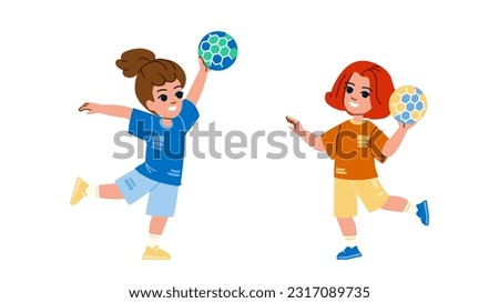 handball kid vector. sport child, soccer boy, volleyball activity, team play, children school handball kid character. people flat cartoon illustration
