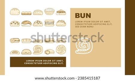 bun bread burger hamburger landing web page vector. food sandwich, sesame roll, brioche chinese, taiwan top, empty meat, view baked bun bread burger hamburger Illustration