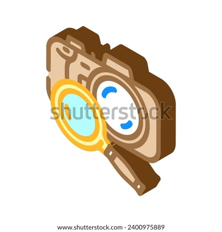 camera search magnifying glass isometric icon vector. camera search magnifying glass sign. isolated symbol illustration