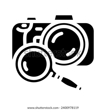 camera search magnifying glass glyph icon vector. camera search magnifying glass sign. isolated symbol illustration