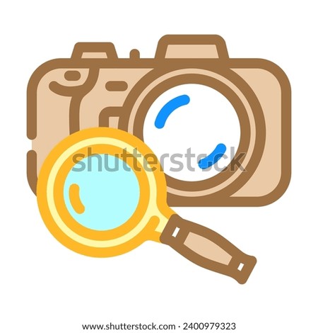 camera search magnifying glass color icon vector. camera search magnifying glass sign. isolated symbol illustration