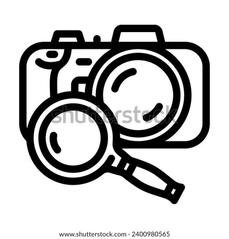 camera search magnifying glass line icon vector. camera search magnifying glass sign. isolated contour symbol black illustration