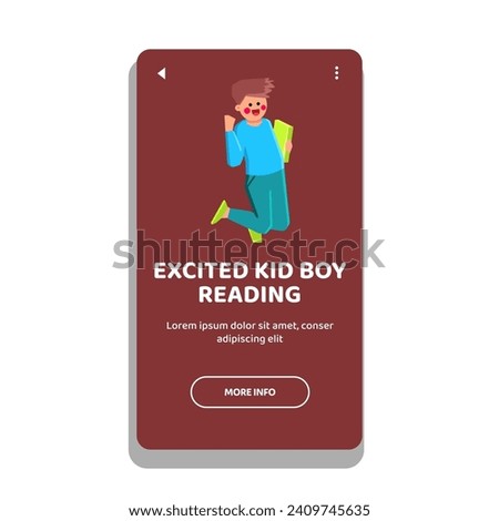 school excited kid boy reading vector. happy grandpa, magic laughing, photo student school excited kid boy reading web flat cartoon illustration