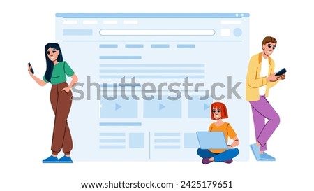 seo search engine result page  vector.  web website, browser google, optimization marketing seo search engine result page character. people flat cartoon illustration