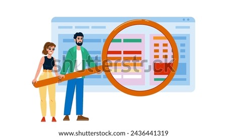 search latent semantic indexing lsi  vector.  research visibility, heatmap lookalike, analysis local search latent semantic indexing lsi character. people flat cartoon illustration