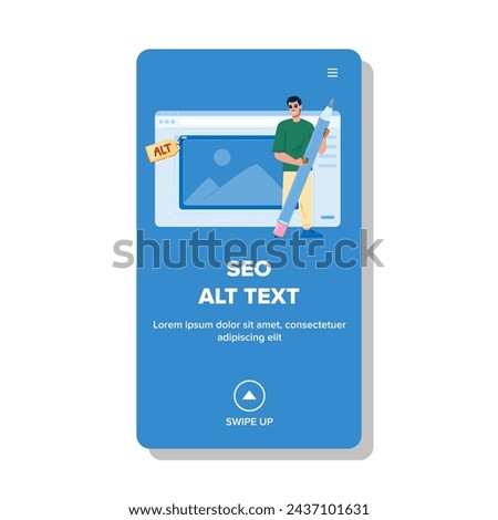web seo alt text vector. traffic technology, ranking marketing, development agency web seo alt text web flat cartoon illustration