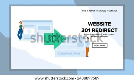 code website 301 redirect vector. sign file, url security, https error code website 301 redirect web flat cartoon illustration