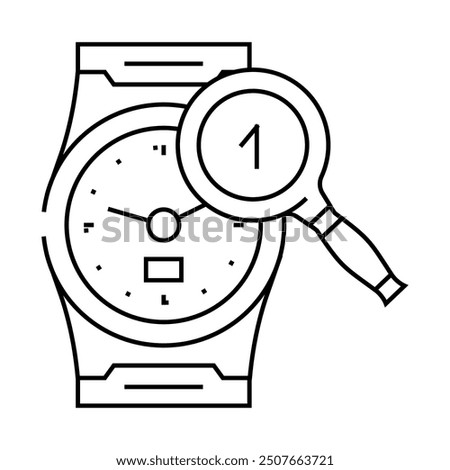 clock search magnifying glass line icon vector. clock search magnifying glass sign. isolated contour symbol black illustration