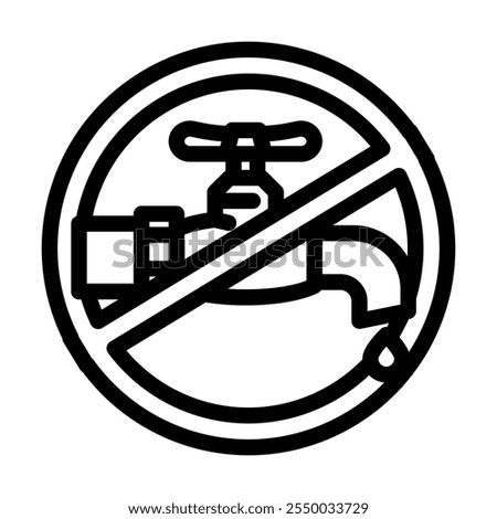 turn off tap reminder water saving line icon vector. turn off tap reminder water saving sign. isolated contour symbol black illustration