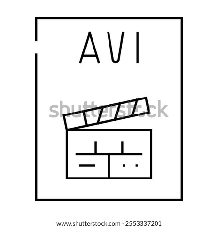 avi file format document line icon vector. avi file format document sign. isolated contour symbol black illustration