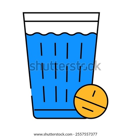 glass off water with tablet line icon vector. glass off water with tablet sign. isolated symbol illustration