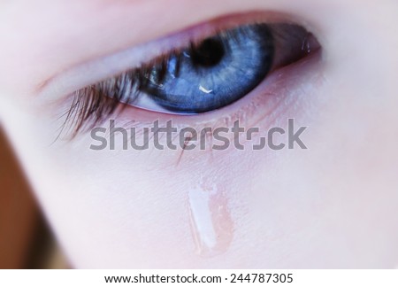 illustration of crying blue eye with tear