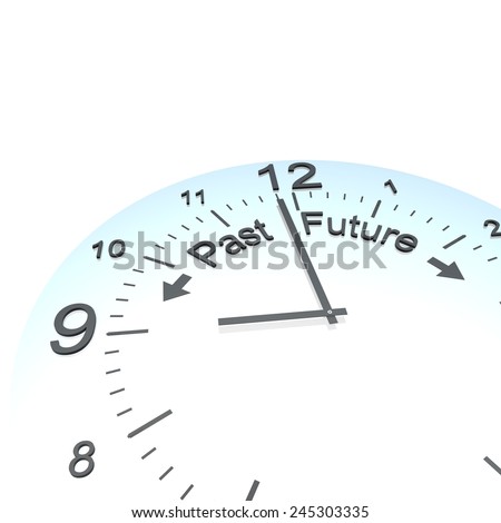 past and future written on a clock