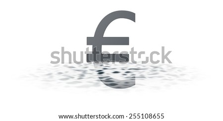 Euro sign under water. White background