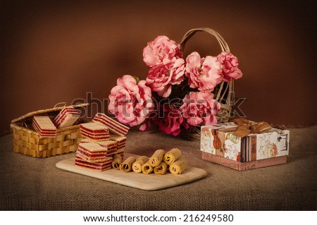 A bouquet of flowers with sweets