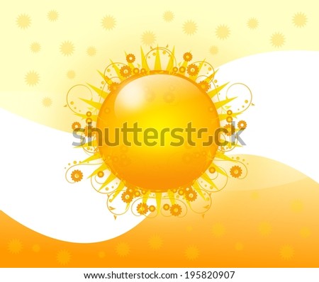 Gold sun on ornaments background