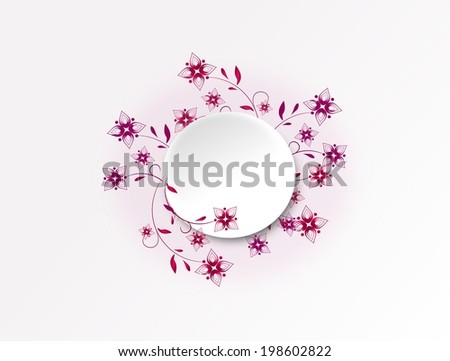 White circle with pink flowers on light background