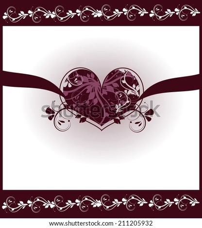 Floral heart ornament in dark purple and white colors