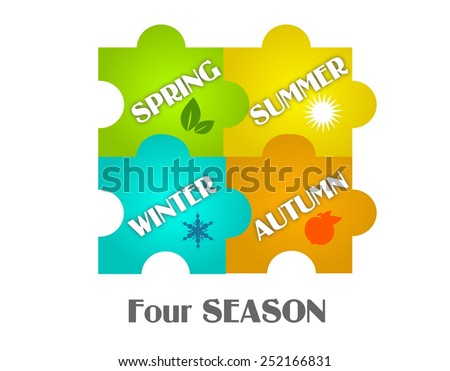 Illustration of four season puzzle on white background