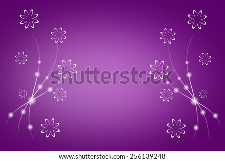 Purple abstract background with white floral ornaments