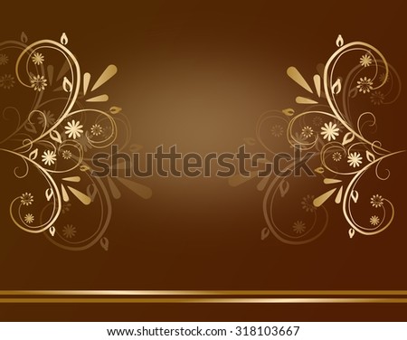 Elegant brown golden background with ornaments decoration