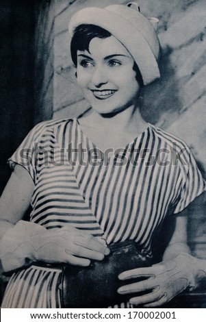 CZECH REPUBLIC - CIRCA 1933: Reproduction of photography of czech movie star Hana Vitova in Prague, Czech republic, circa 1933
