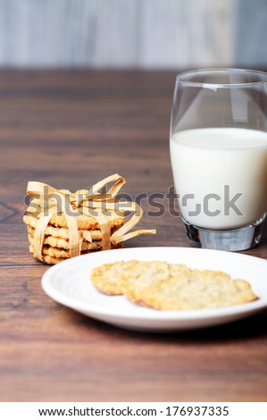 Diet cookies and milk on a table