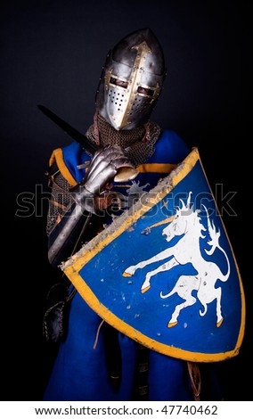 Mighty Knight Holding His Sword On Shoulders Stock Photo 47740462 ...