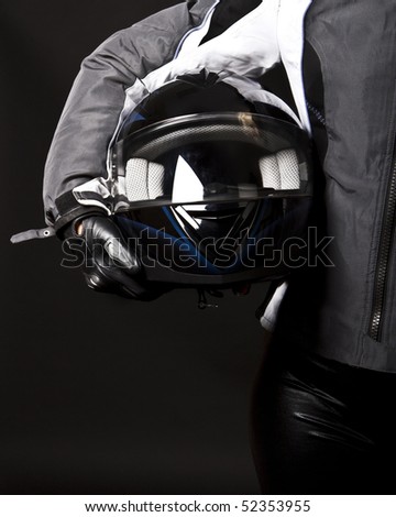 Picture of racing helmet in hands