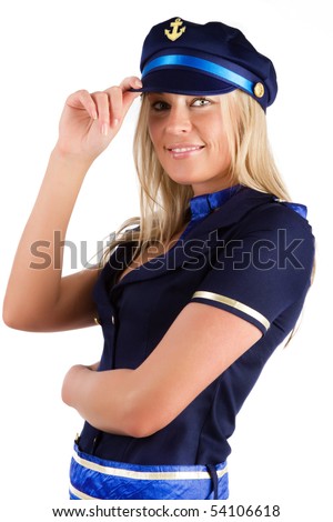 Beautiful girl wearing sailor clothes