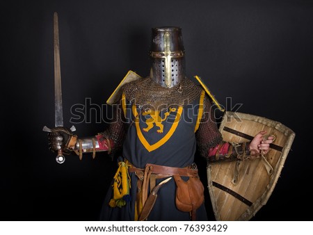 Noble knight holding a sword and shield