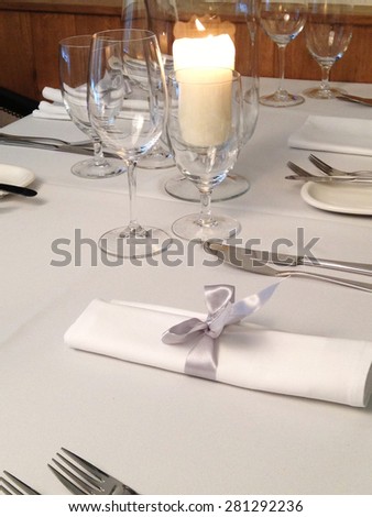 Image made by smartphone. Table in restaurant
