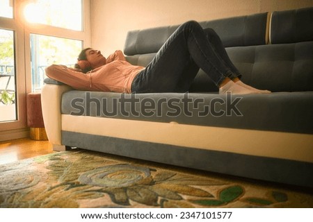 Similar – Image, Stock Photo young woman laying in bed