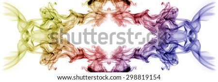 text frame by colorful smoke shape on white background