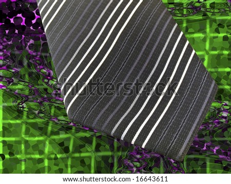 Black Business Tie on Cool Modern Abstract Green Purple Background