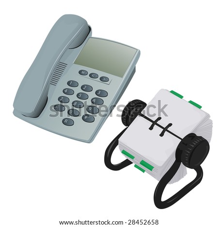 Modern Desk Phone and Rolodex Organiser Vector