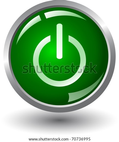 Green Glowing Power On Or Off Button Stock Vector Illustration 70736995 ...