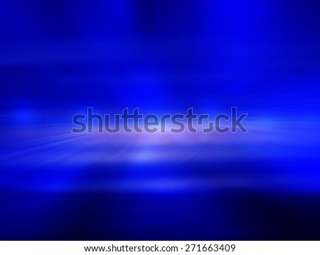 Blue abstract background with white spot light, abstract tropical horizon with sunburst