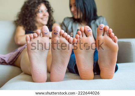 Funny foot fingers with smiley