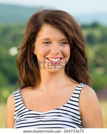 Beautiful natural teenage girl smiling