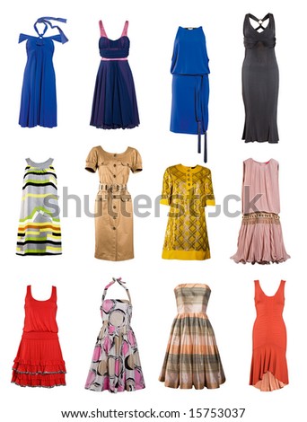 collection of female color fashion dress