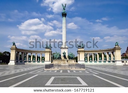 Heroes Square (Hosok Tere) in Budapest city in Hungary