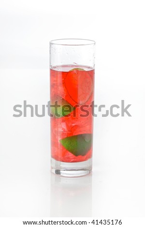 cocktail red with lemon on a white background