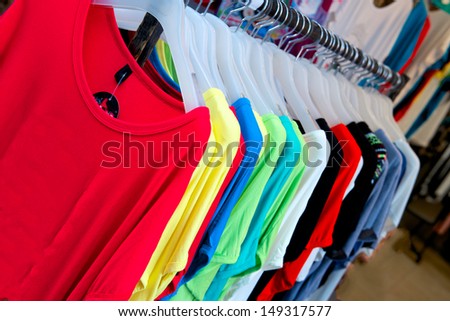 bright color t-shirts in store
