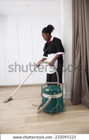 Joyful house cleaner cleaning clean room vacuum cleaner