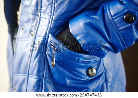 Blue color jacket sleeve