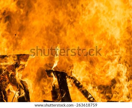 yellow orange and red fire flames as background with elements that are burning