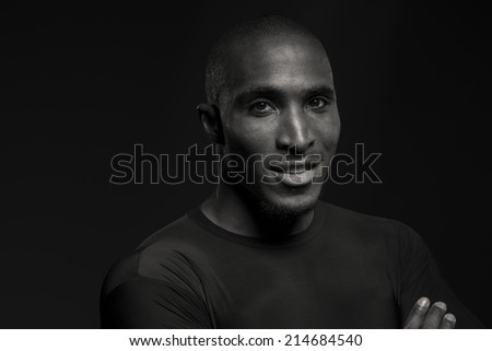Portrait of a  fitness trainer, black and white.