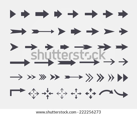 Vector set of different vector arrows isolated on white background
